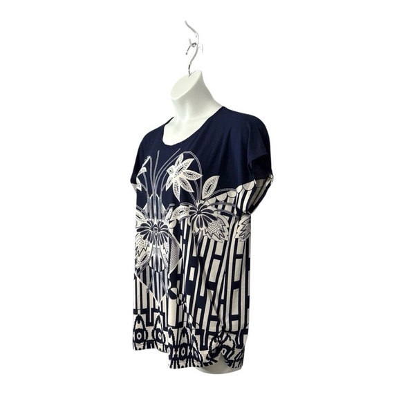 Claire France, Plus Size Navy & White Stretch Blouse, Size 1X - Picture 5 of 8